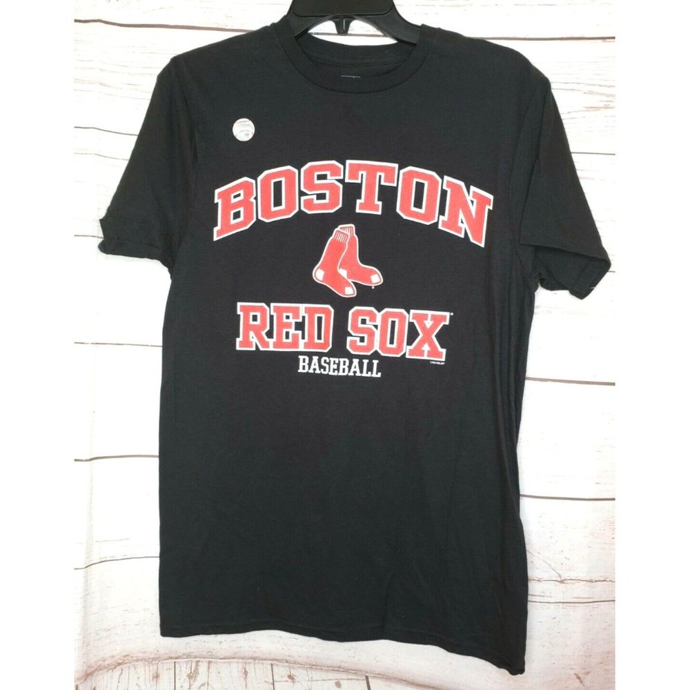 Genuine Merch Boston Red Sox Black Red Letter Baseball Red Sox Logo T Shirt Med